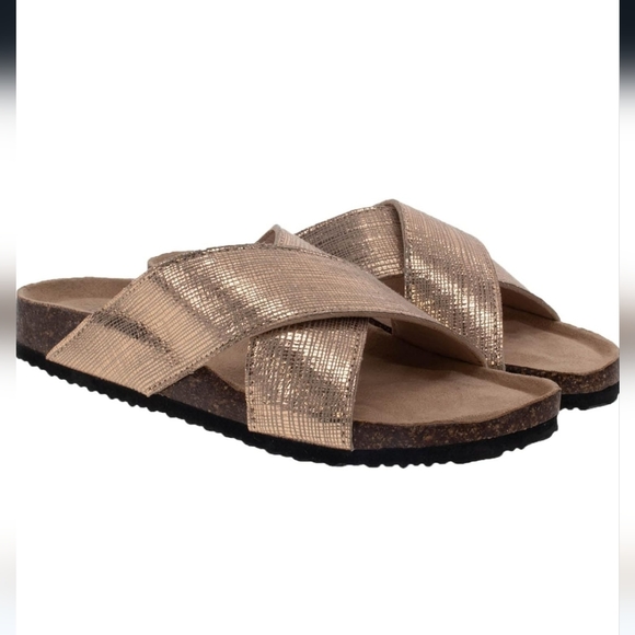 Western Chief Women's Metallic Cross Sandals New in box - Picture 2 of 5